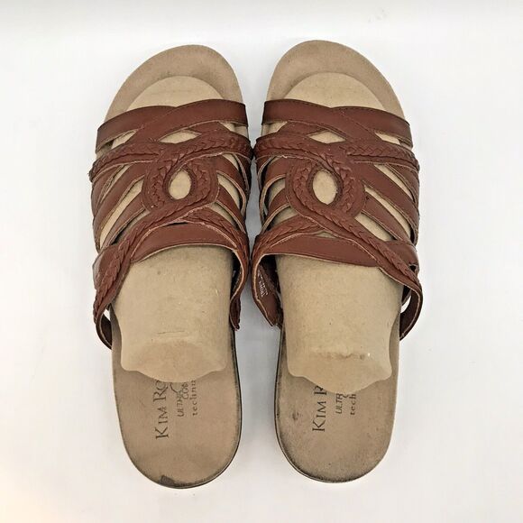 Kim Rogers Trixey Wedge Sandals Women's 8M Ultra Comfort Tech Slip On Gold Shoes - Picture 6 of 9